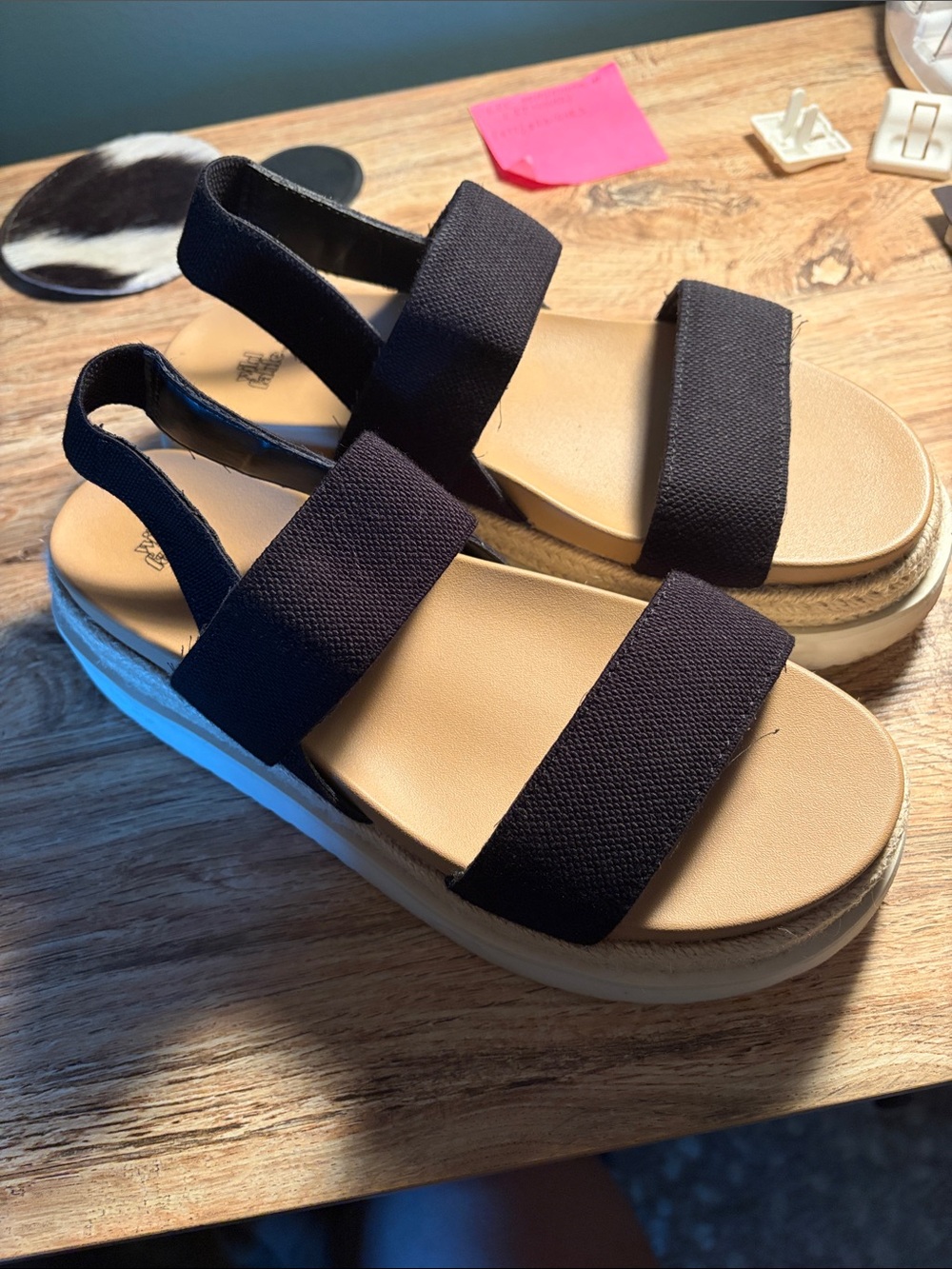 wild fable Black and Tan Double-Strap Platform Sandals
